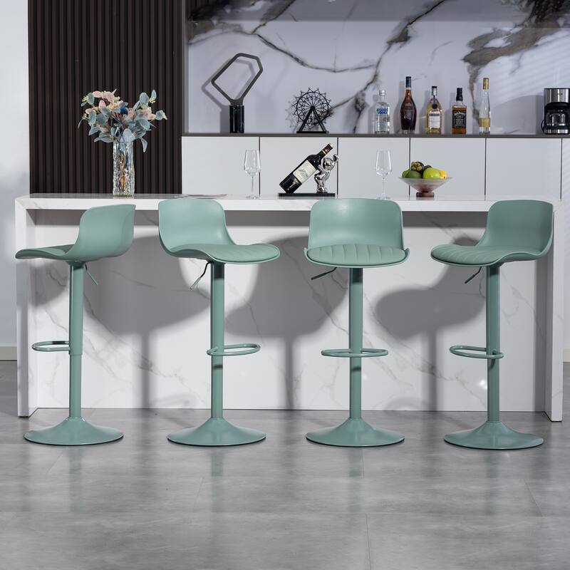 Counter Height Bar Stools Set of 2, Height Adjustable Swivel Bar Stools, Armless PU Leather Kitchen Island Chairs