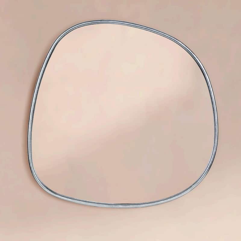 TEHOME Asymmetrical Irregular Shaped Mirror Antiqued Gold Asymmetrical Accent Mirror Irregular Bathroom Wall Mirror 27" x 27"