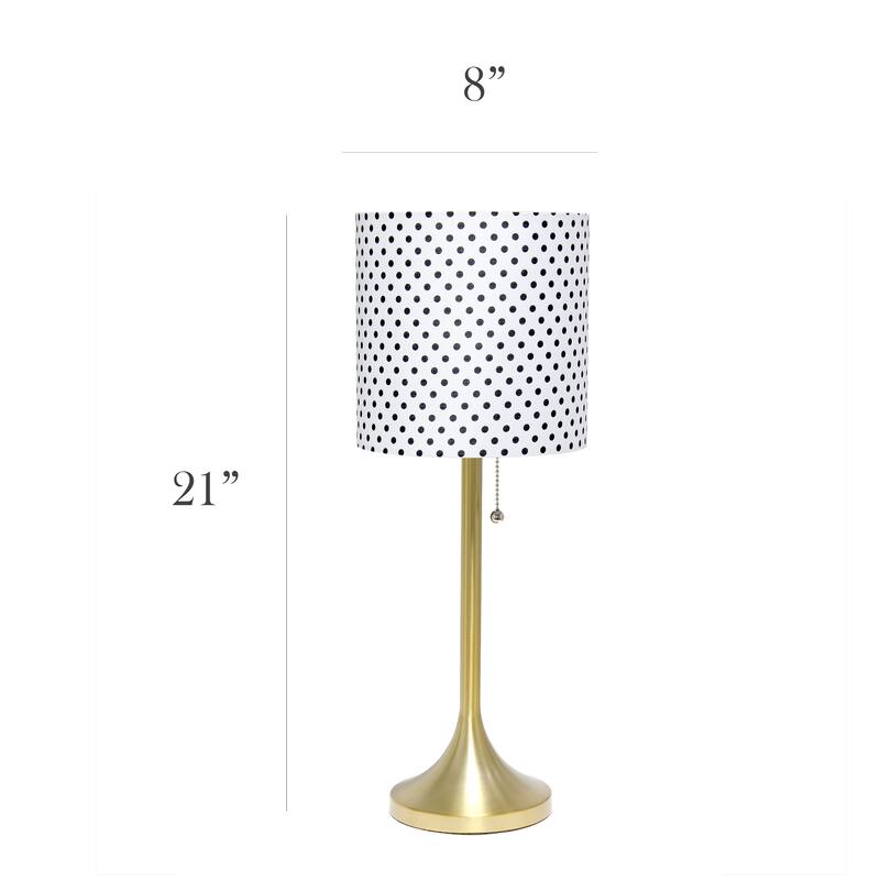 21 in. Gold and Polka Dot Finish Table Lamp with White Shade, Sturdy Table Lamp for Living Rooms and Bedrooms