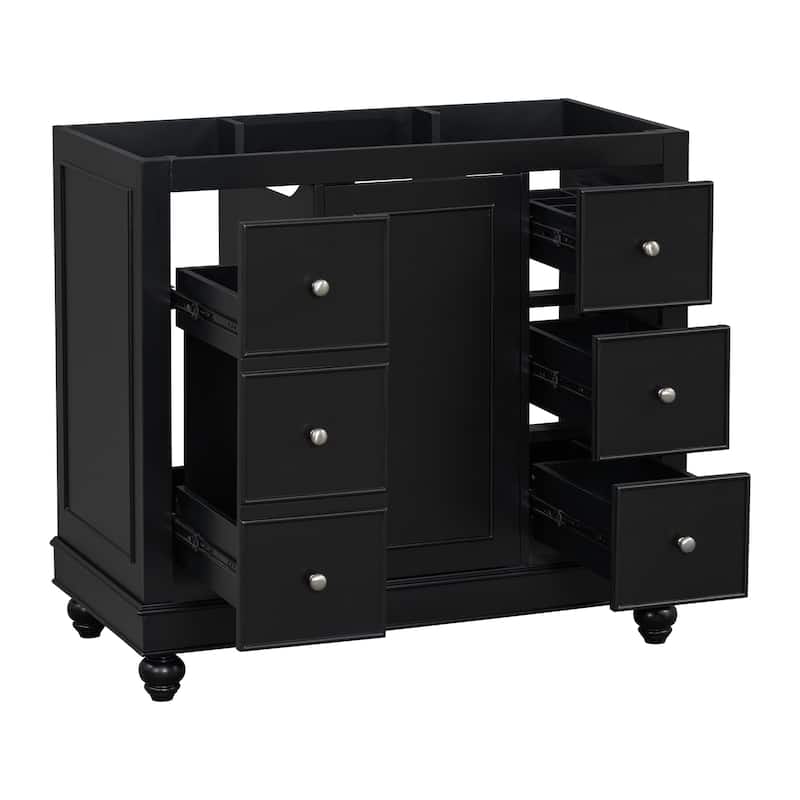 Bathroom Vanity with Sink, Bathroom Vanity Cabinet with 4 Drawers and 1 Door, Storage Cabinet with Adjustable Shelves