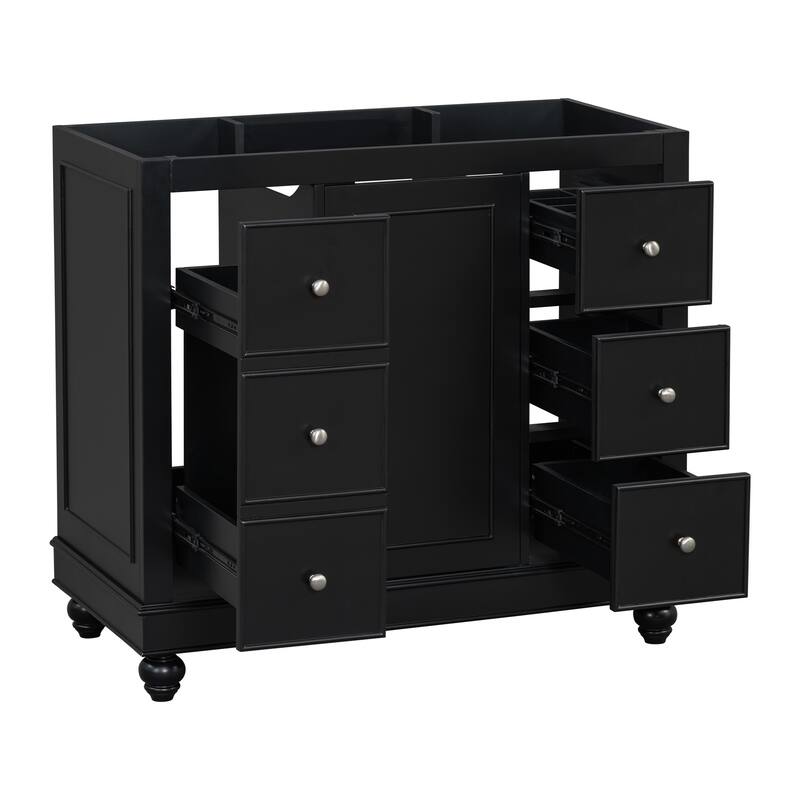 GDFStudio - Mario 36" Bathroom Vanity Cabinet with 4 Drawers and 1 Soft-Close Door - without Sink - Black