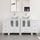 preview thumbnail 16 of 146, 72" Bathroom Vanity Set Glass Ceramic Vessel Sink Side Cabinet Combo White - Ceramic round sink