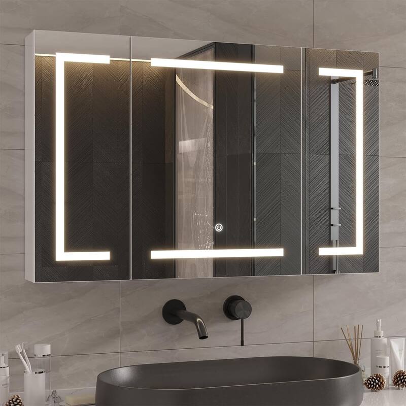 Lighted Medicine Cabinet Bathroom Wall Mounted Storage Doors