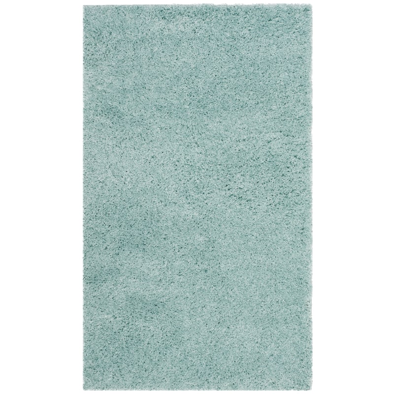 SAFAVIEH Laguna Shag Verdiana Solid Color 2-inch Thick Rug. - 3' x 5' - Light Blue - Rectangle