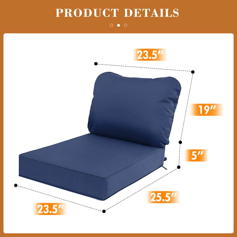 Waterproof Outdoor Deep Seat Cushion Set for Patio Furniture and Chairs