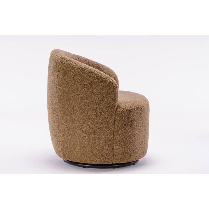 Swivel Accent Armchair Teddy Fabric Barrel Chair