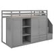 preview thumbnail 10 of 14, Modern Functional Twin Size Loft Bed With 3 Shelves,2 Wardrobes And 2 Drawers, Ladder With Storage