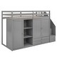 preview thumbnail 12 of 34, Stylish & Simple Functional Loft Bed with 3 Shelves, 2 Wardrobes and 2 Drawers, Ladder with Storage, No Box Spring Needed, Gray