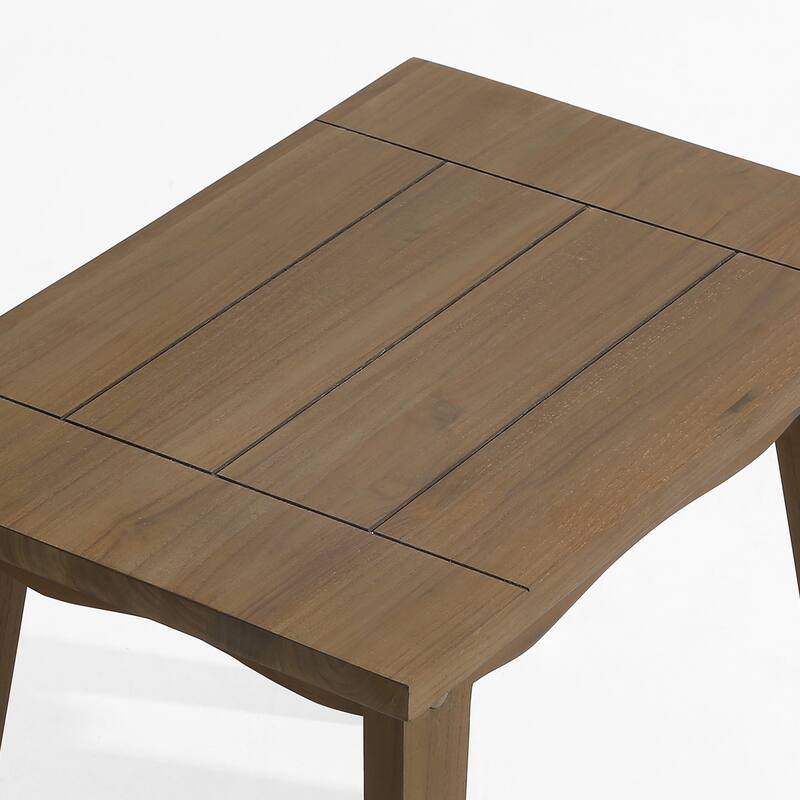3 Piece Teak Wood Outdoor Conversation Chair Set with Table, Cushion