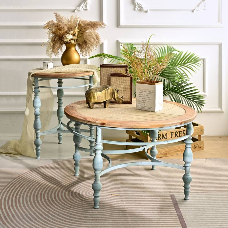 GDFStudio - Thalric Accent Rustic Wooden Carved Coffee Table