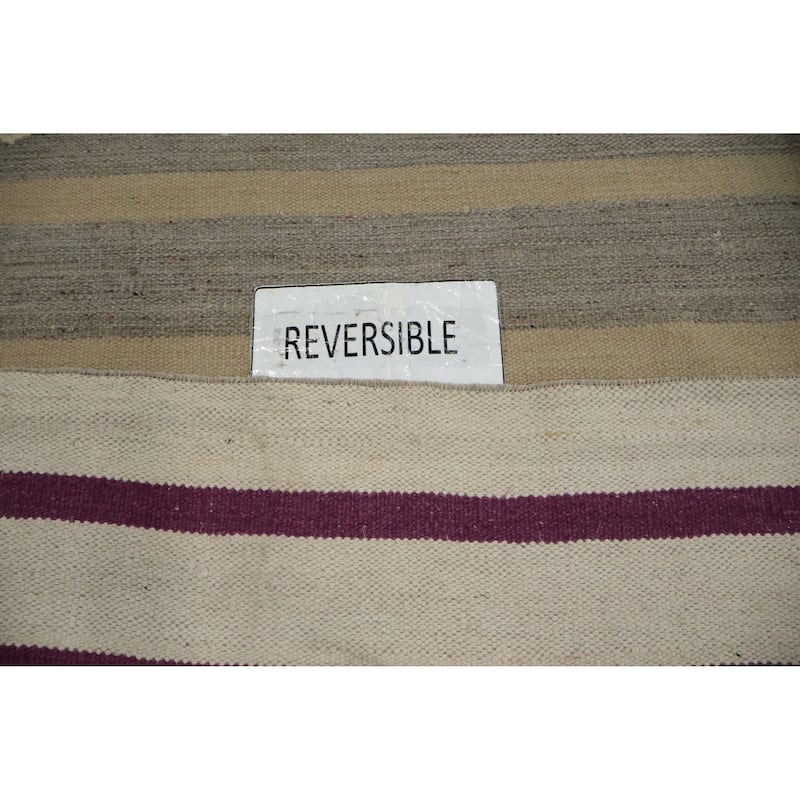 Hand Woven Oriental 100% Wool Carpet Southwestern Tribal Greys & Charcoal Kilim Area Rug - 13' 10'' X 9' 10''