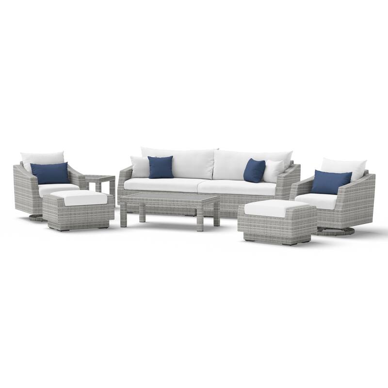 Cannes Deluxe 8 Piece Sunbrella Outdoor Patio Sofa & Club Chair Set