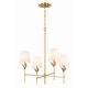 preview thumbnail 6 of 8, Broche 4 Light Antique Gold Chandelier - 28"W x 28"H x 28"D