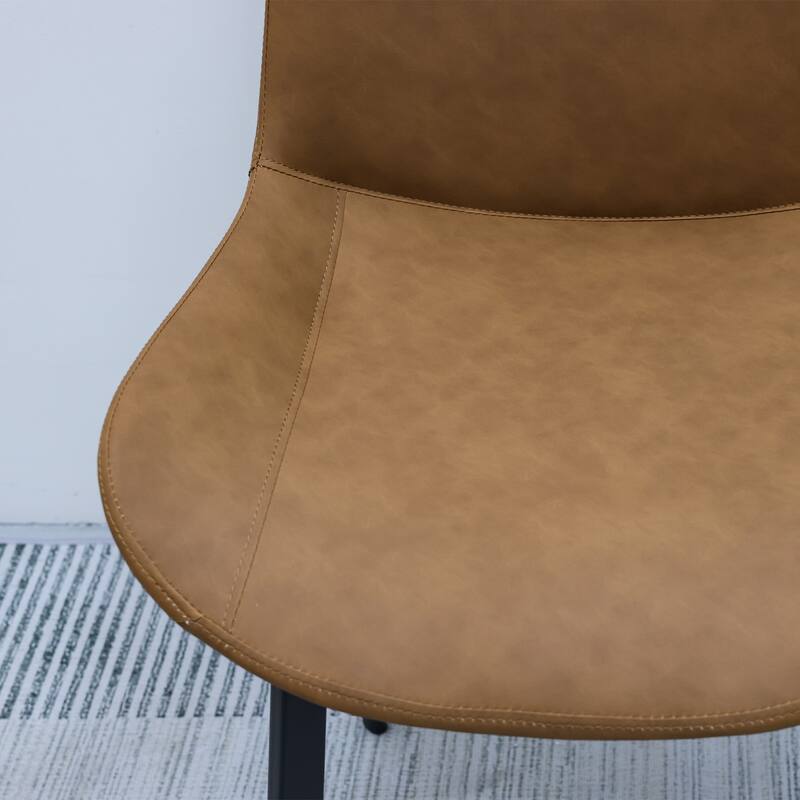 Leather Dining Chair Side Chair Coffee Chair Brown Lounge Chair Kitchen Chair Set of 4 Office Chair with Metal Legs