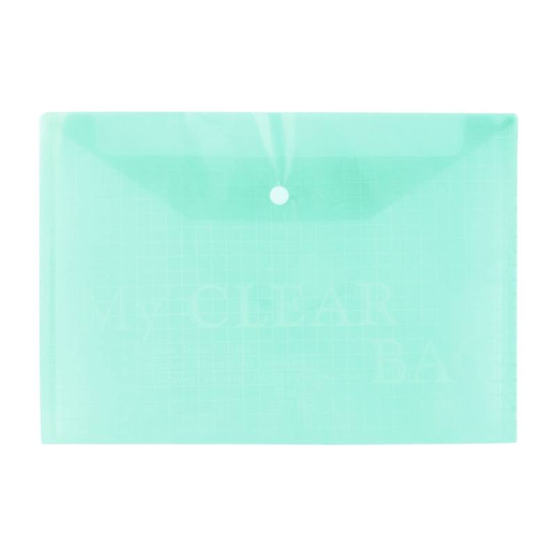 School Plastic A4 Paper File Bag Document Holder 0.08cm Thickness 20pcs - Green