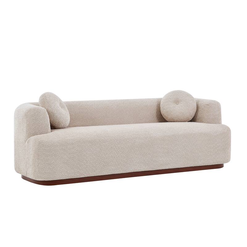 Christopher Knight Home - Polyster Upholstered 3-Seater 84.57" Compressed Sofa with Solid Rubberwood Base