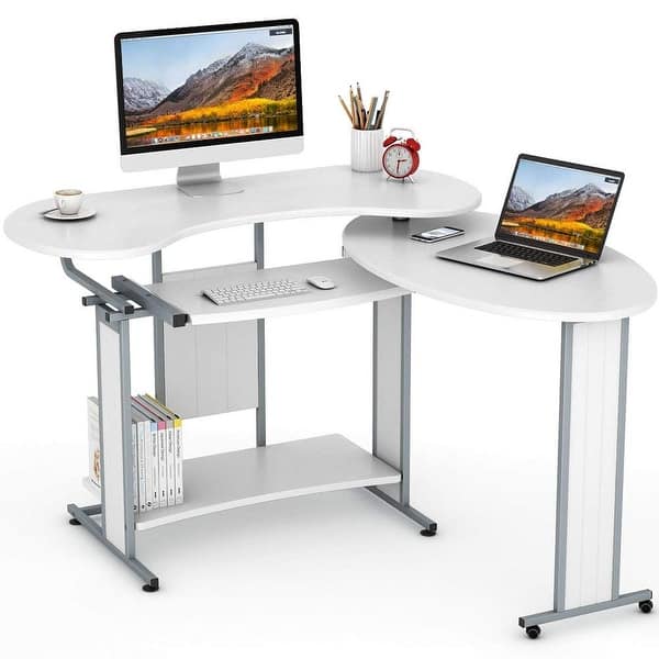 L Shaped Computer Desk Rotating Modern Corner Desk Office Study Workstation Overstock 26060820