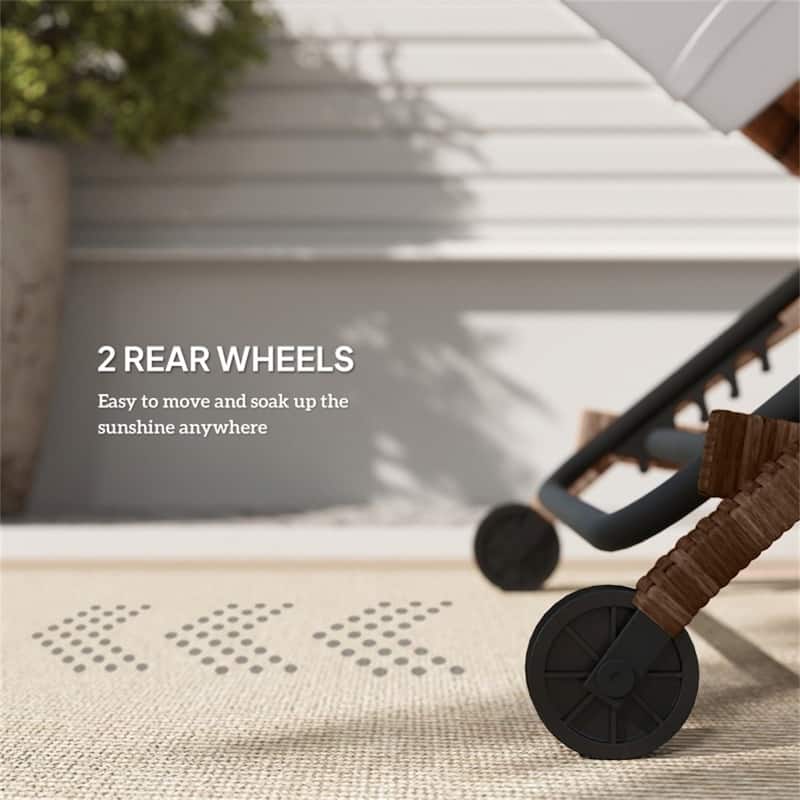 2-Piece Outdoor Rattan Adjustable Backrest Sun Lounger Set with Cushions and Wheels Included - 72.8" L x 28.3" W x 30.7" H