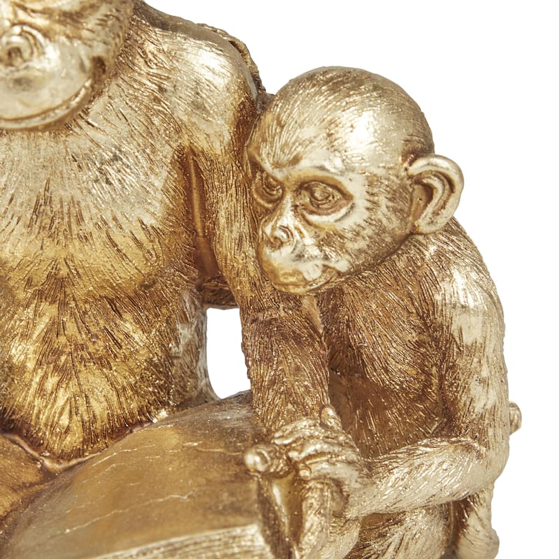Polystone Monkey Decorative Sculpture - Gold - Roche River Decor