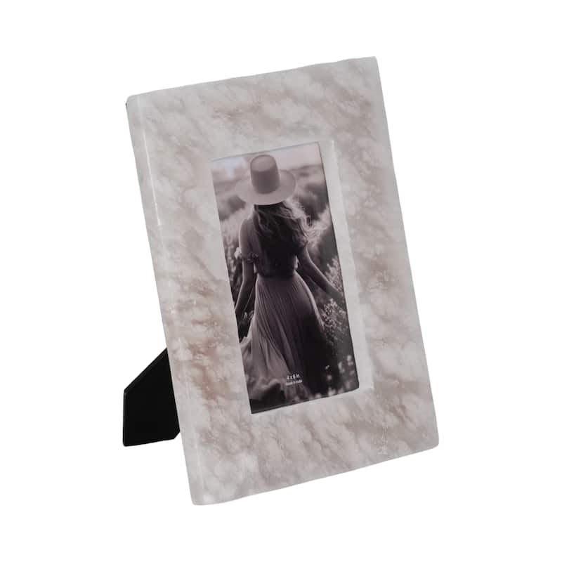 Sagebrook Home Alabaster Photo Frame, White, Rectangle