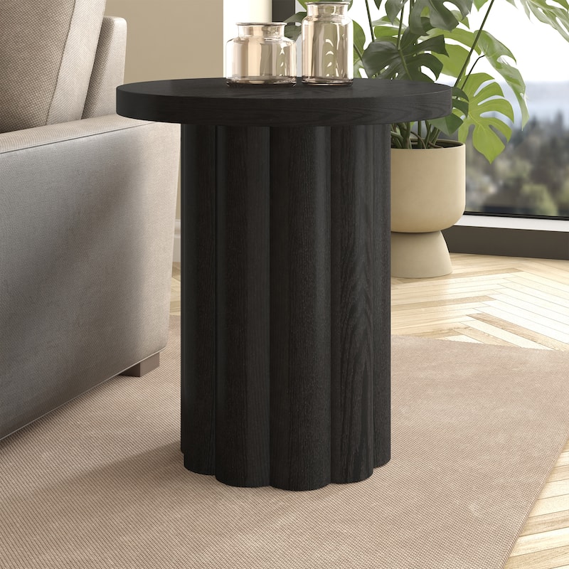 Olie 20" Wide Round Fluted Side Table - 20" Wide