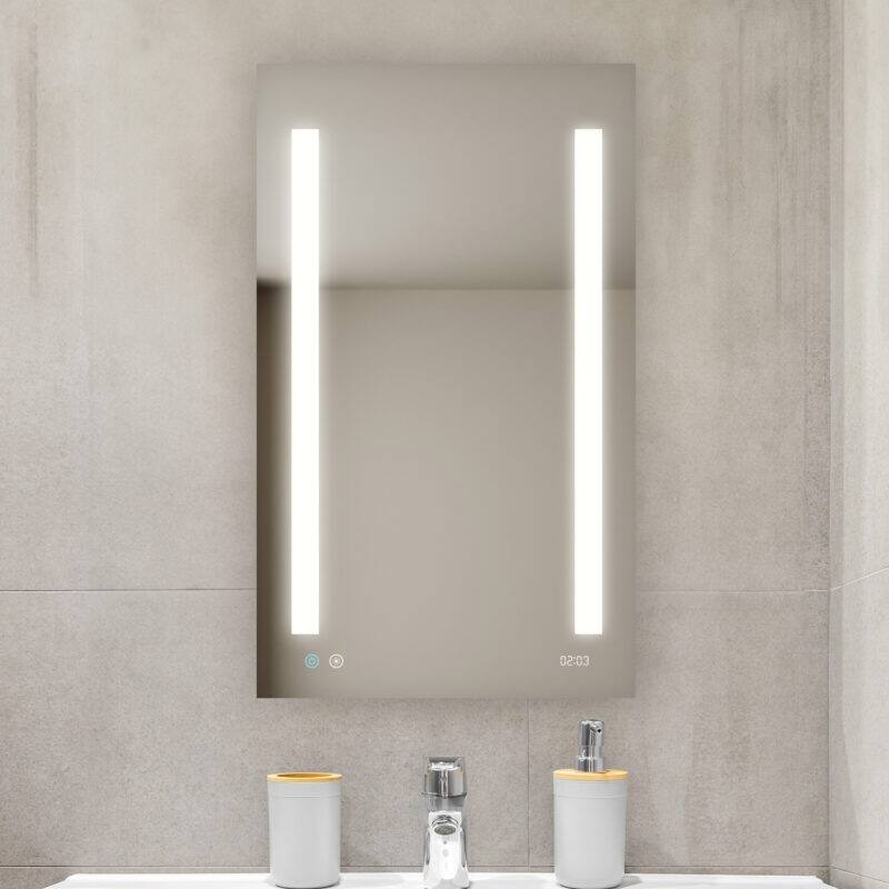 AQUADOM Signature Royale 24W LED Medicine Cabinet Defogger, 3X LED Vertically Adjustable Magnifying Mirror, Electrical Outlets