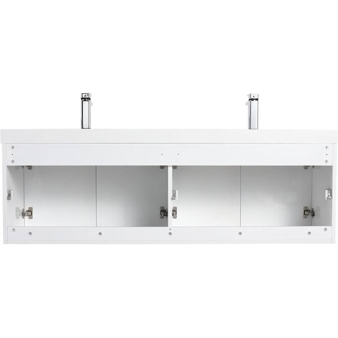 Blossom 60" Wall Mount Vanity with Double Acrylic Sink, Modern Design