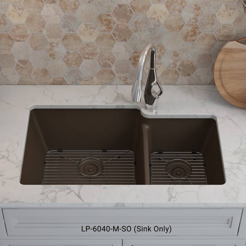 32 Inch Lexicon Platinum Quartz Composite Drop-in Undermount Galaxy Mocha - 19" W x 32" L x 9.75" H