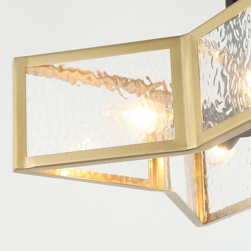 4-Light Golden Dry Rated Flush Mount Lighting - 19.5 inches Lx 19.5 inches W x 9.5 inches H