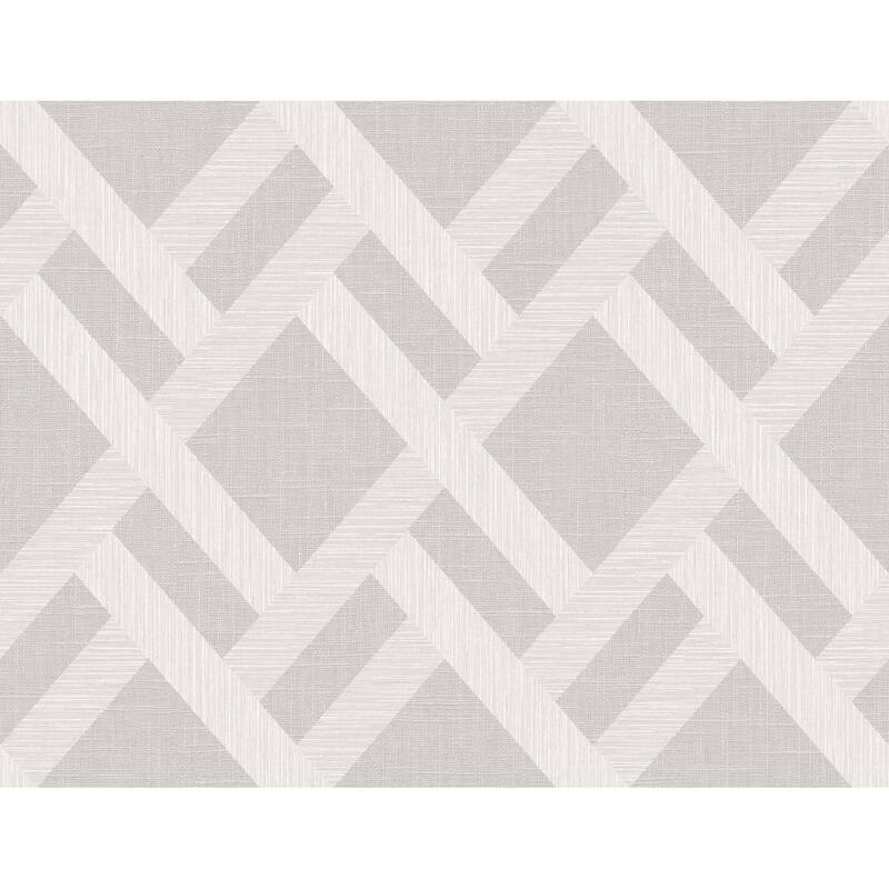 Seabrook Designs Linen Trellis Embossed Vinyl Unpasted Wallpaper - 27 in. W x 27 ft. L - Pavestone