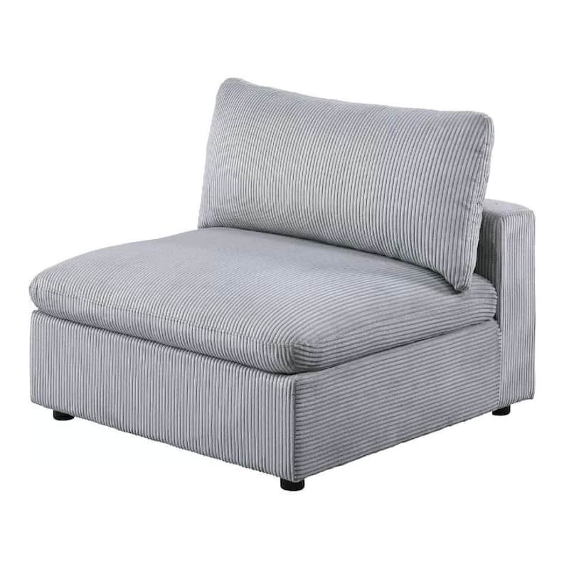 Nolan Armless Modular Chair with Square Frame, Light Gray Corduroy