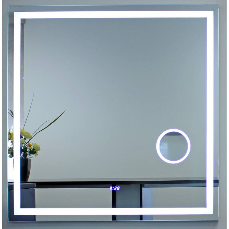 Miseno 40" x 40" Square Frameless Mirror with LED Lighting, IR Sensor,