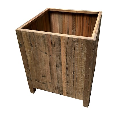 Large Square Wooden Planter - 29.5" - Brown