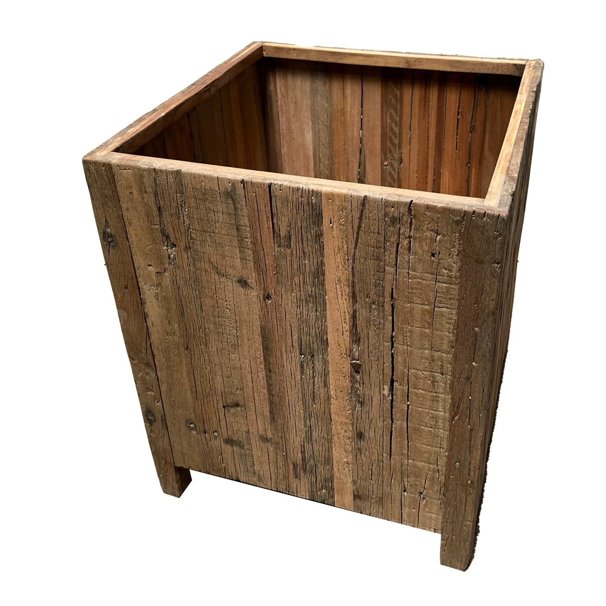Large Square Wooden Planter - 29.5" - Brown
