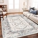 preview thumbnail 3 of 65, Washable Vintage Floral Area Rug Non-Slip Thin Rug for Living Room, Bedroom, Kitchen and Bath Machine Washable Indoor Pet Rugs  8' x 10' (Rectangular) -  Blue and Gray - Rectangle