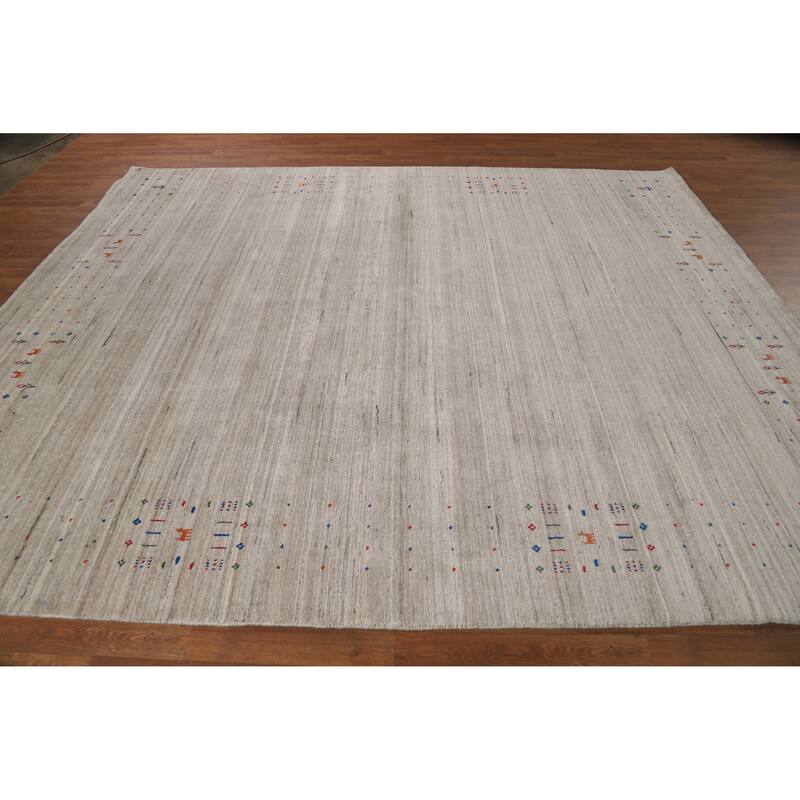 Tribal Gabbeh Indian Area Rug Hand-Knotted Wool Carpet - 8'4" x 9'10"
