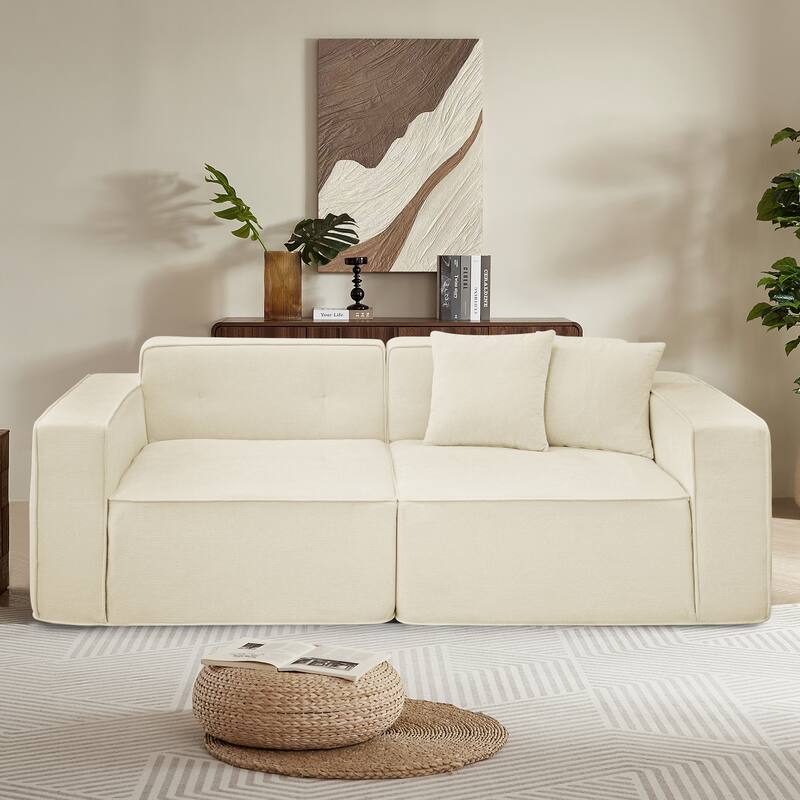 Ergonomic Sofa Couch with Pillow Top Armrests, Exquisite Upholstered Loveseat Indoor Sofa Couch Sofa Seating