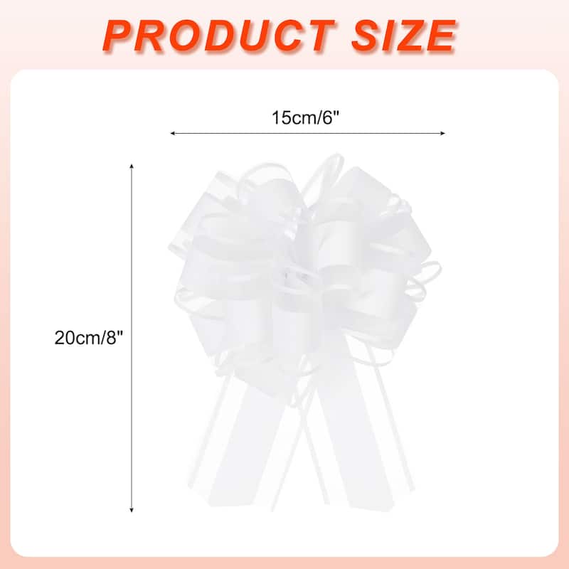 5pcs 6 Inch Large Big Pull Bow Gift Wrapping Ribbon for Car Presents - White