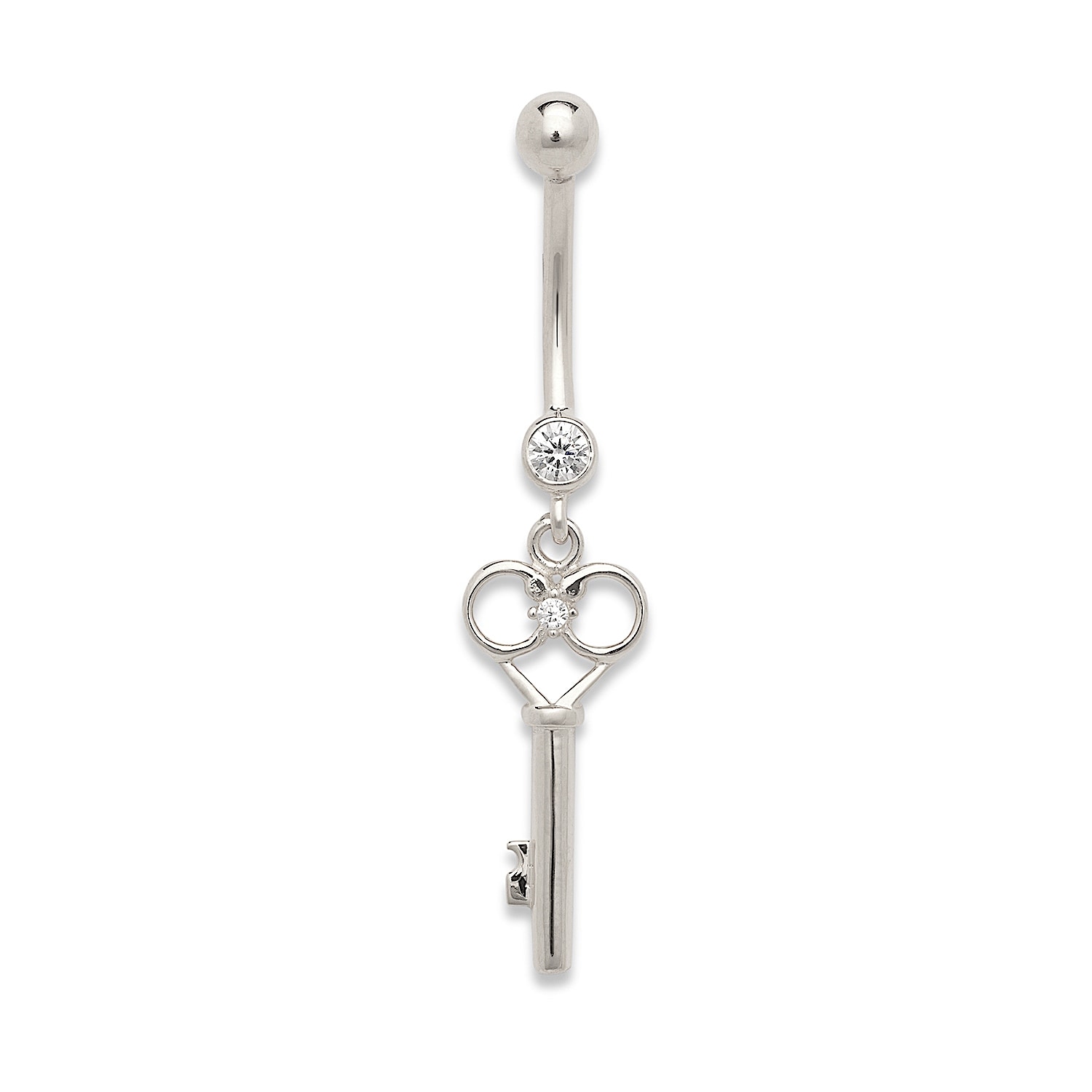 gåde konvertering junk Curata Solid 14k Yellow or White Gold Cubic Zirconia Love Key Top Mount  Belly Button Ring Dangle (10mm x 40mm) - Overstock - 32529595