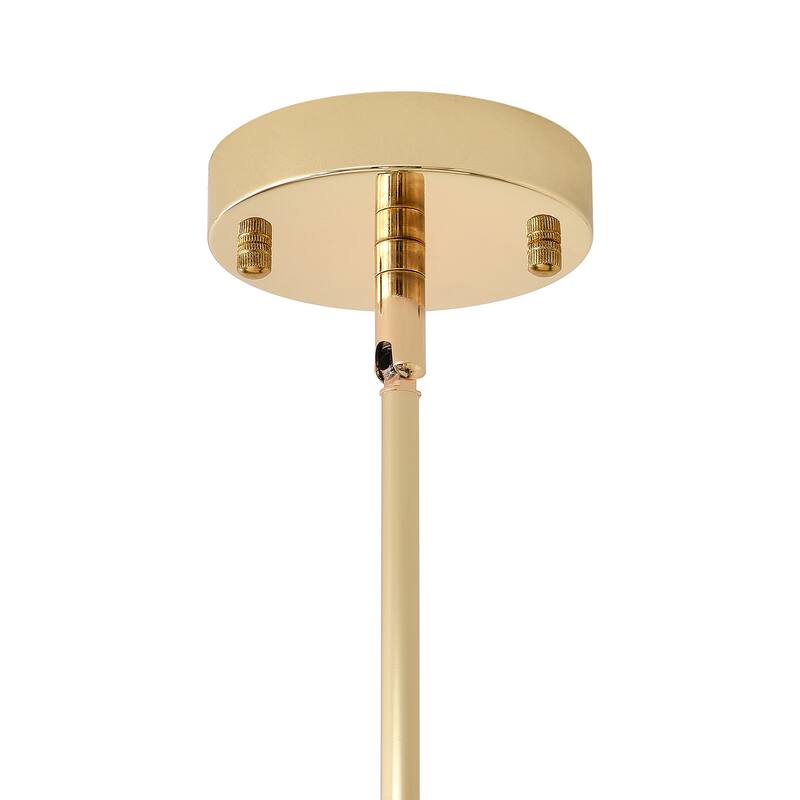 Elegant 1 - Light Gold Pendant with Encircled White Glass - Brushed Gold