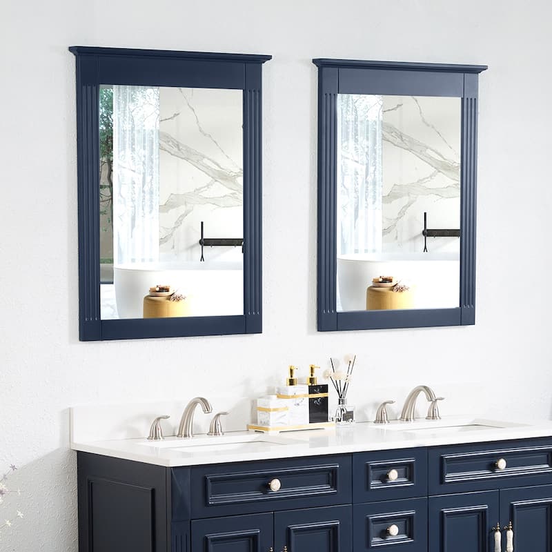 Morern 33"H x 26''W Wall-Mounted Rectangle Solid Wood Frame Mirror (Set of 2)