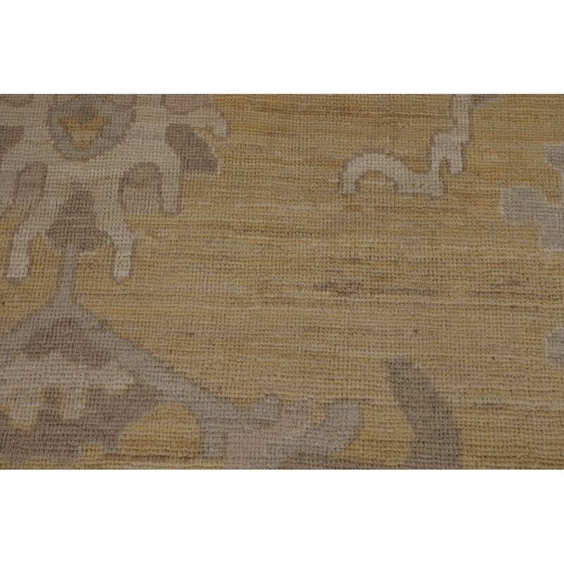 Hand Knotted Oriental 100% Wool Carpet Transitional All-Over Yellow & Gold Oushak Area Rug - 13' 6'' X 9' 10''