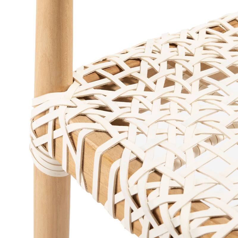 SAFAVIEH Ayseli Bandelier Natural/ White 27-inch Counter Stool - 24.4" W x 20" L x 41" H - 24Wx20Dx41H