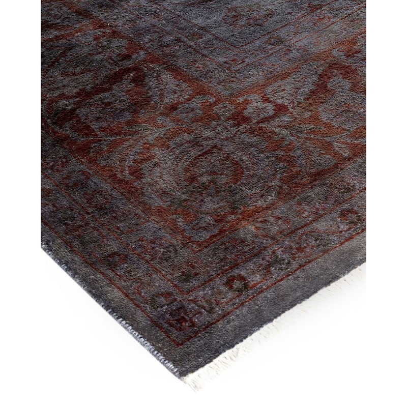Overton Hand Knotted Wool Vintage Inspired Modern Contemporary Overdyed Gray Area Rug - 8' 4" x 10' 4"
