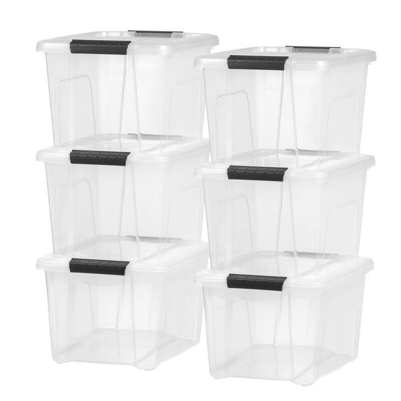 IRIS USA® Buckled Clear Box 20.5 Qt Buckle Lid - Clear - Set of 6