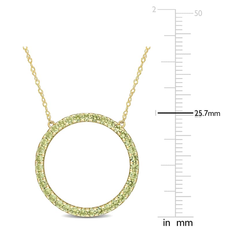 Miadora 10k Yellow Gold Peridot Circle of Life Birthstone Necklace