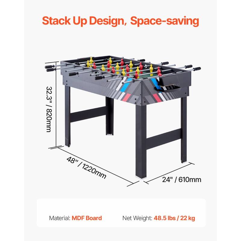 48 Inch 4-in-1 Combo Game Table with Steel Locks Ideal for Basements or Recreation Rooms Suitable for All Ages
