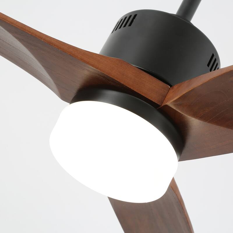 CurveCurio 52 inches Farmhouse Wood Ceiling Fan with 3 Light Tone and 3 Fan Speed, LED Kit and Remote Control Included