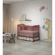 preview thumbnail 1 of 16, 3-In-1 Convertible Crib , Made Of Sustainable Pinewood, Non-Toxic Finish, Comes With Locking Wheels, Wooden Nursery Furniture