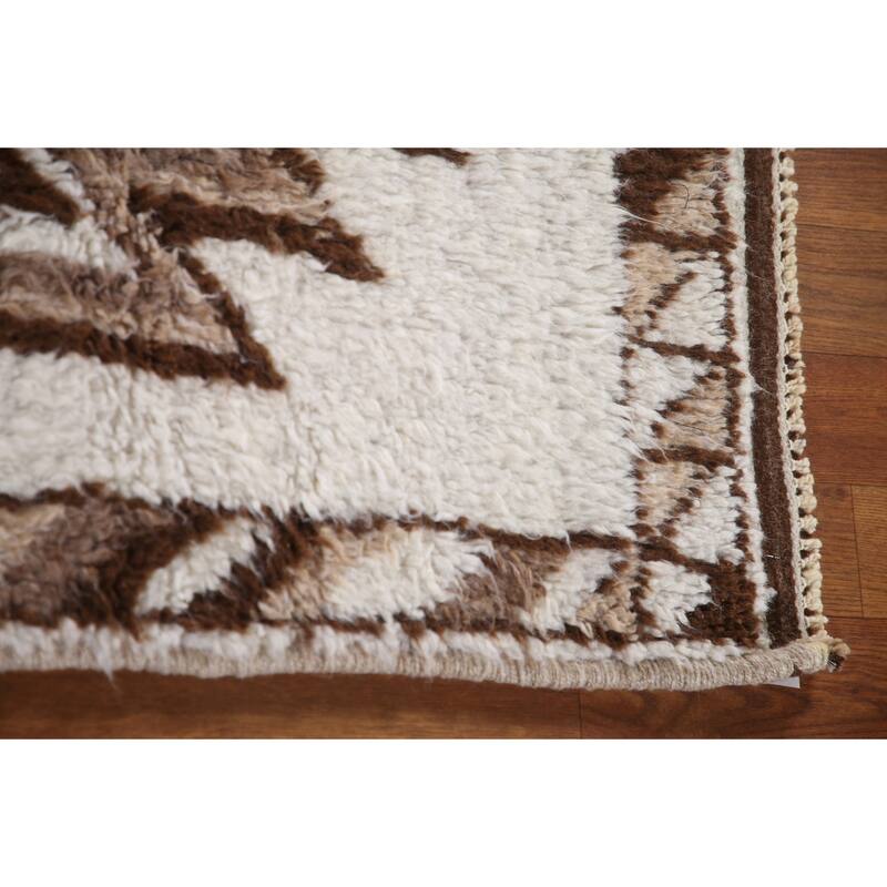Natural Dye Geometric Anatolian Runner Rug Hand-knotted Wool Carpet - 3'0"x 12'6"